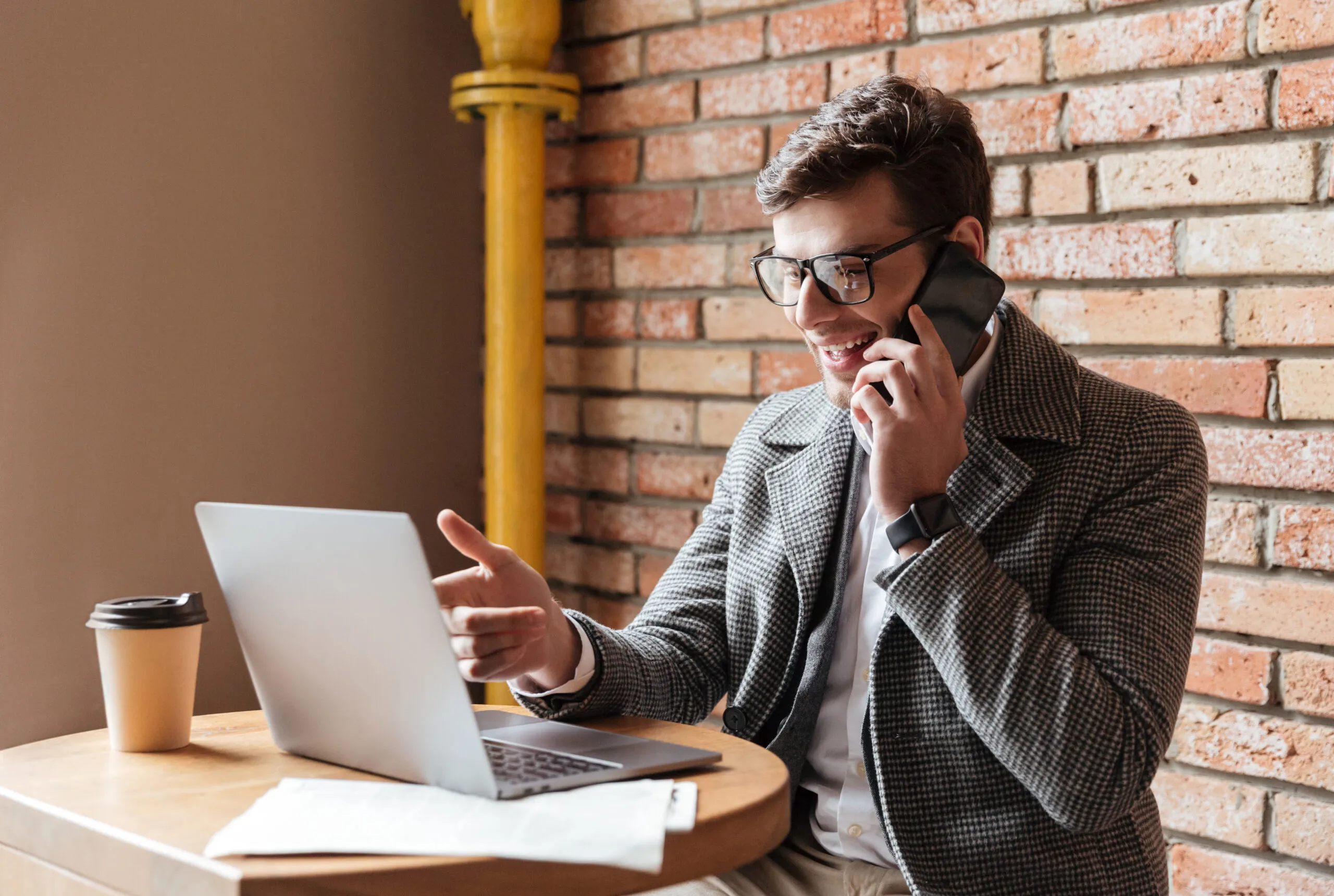 Side View Happy Businessman Eyeglasses Scaled